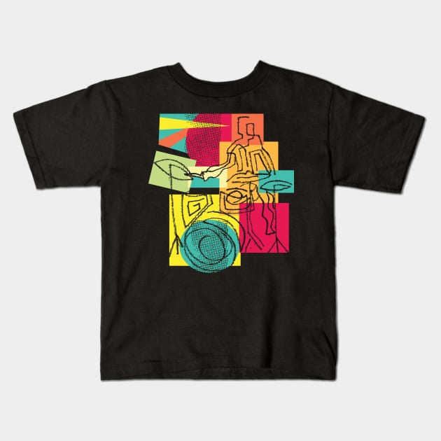 Fancy Drummer Modern Style Kids T-Shirt by jazzworldquest